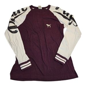 PINK BY VICTORIA SECRET PLUM LONG SLEEVE WM SZ M TOP 100% COTTON LOUNGE WEAR